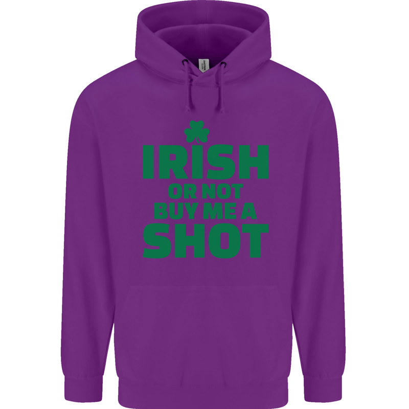 Irish or Not Buy Me a Shot St. Patricks Day Mens 80% Cotton Hoodie Purple