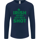 Irish or Not Buy Me a Shot St. Patricks Day Mens Long Sleeve T-Shirt Navy Blue
