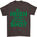 Irish or Not Buy Me a Shot St. Patricks Day Mens T-Shirt Cotton Gildan Dark Chocolate
