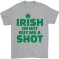 Irish or Not Buy Me a Shot St. Patricks Day Mens T-Shirt Cotton Gildan Sports Grey
