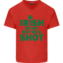 Irish or Not Buy Me a Shot St. Patricks Day Mens V-Neck Cotton T-Shirt Red
