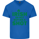 Irish or Not Buy Me a Shot St. Patricks Day Mens V-Neck Cotton T-Shirt Royal Blue