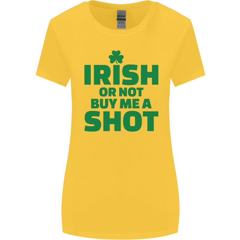 Irish or Not Buy Me a Shot St. Patricks Day Womens Wider Cut T-Shirt Yellow