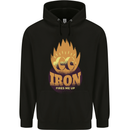 Iron Fires Me Up Gym Bodybuilding Childrens Kids Hoodie Black