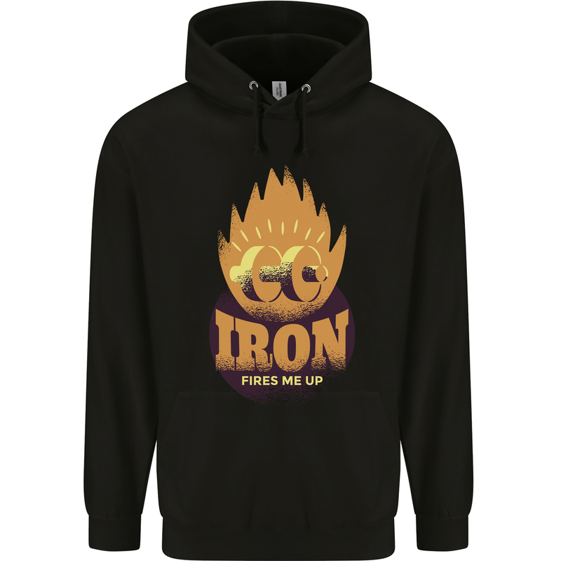 Iron Fires Me Up Gym Bodybuilding Childrens Kids Hoodie Black