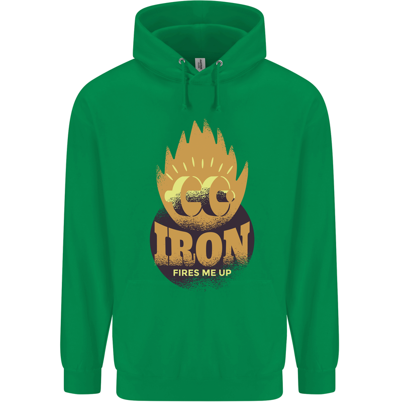 Iron Fires Me Up Gym Bodybuilding Childrens Kids Hoodie Irish Green