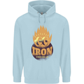 Iron Fires Me Up Gym Bodybuilding Childrens Kids Hoodie Light Blue