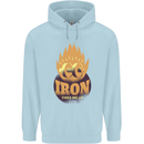 Iron Fires Me Up Gym Bodybuilding Childrens Kids Hoodie Light Blue