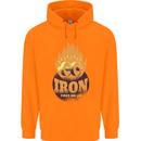 Iron Fires Me Up Gym Bodybuilding Childrens Kids Hoodie Orange