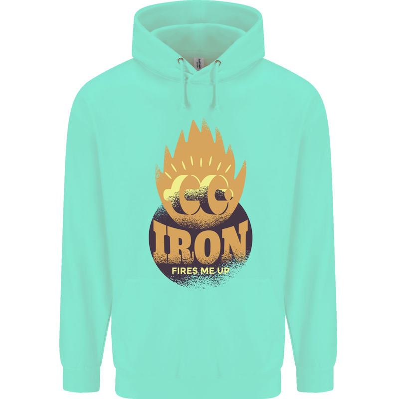 Iron Fires Me Up Gym Bodybuilding Childrens Kids Hoodie Peppermint