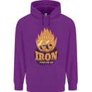 Iron Fires Me Up Gym Bodybuilding Childrens Kids Hoodie Purple