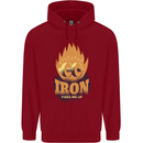Iron Fires Me Up Gym Bodybuilding Childrens Kids Hoodie Red