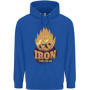 Iron Fires Me Up Gym Bodybuilding Childrens Kids Hoodie Royal Blue