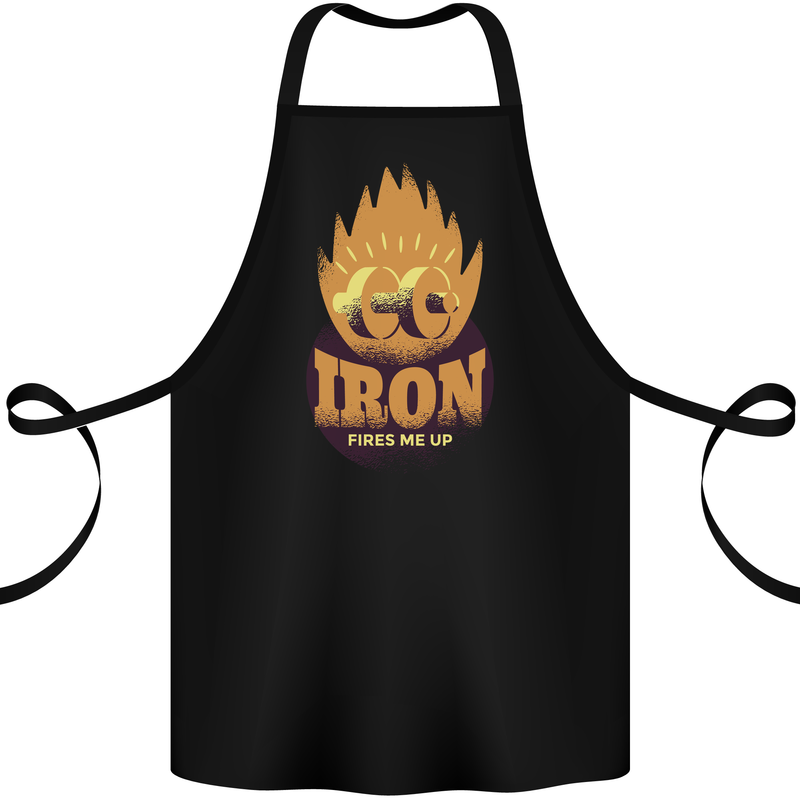 Iron Fires Me Up Gym Bodybuilding Cotton Apron 100% Organic Black