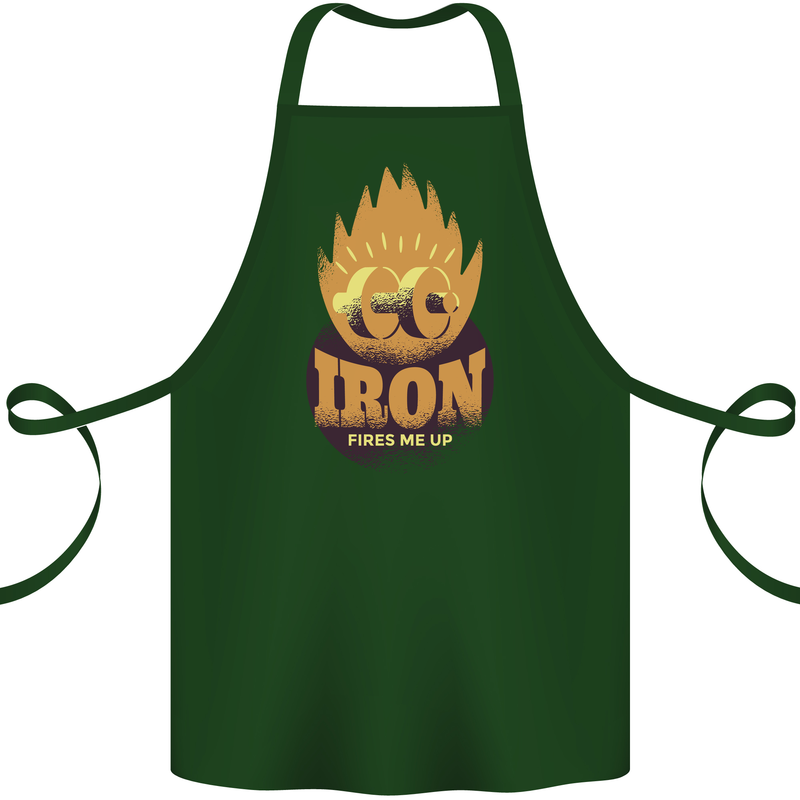 Iron Fires Me Up Gym Bodybuilding Cotton Apron 100% Organic Forest Green