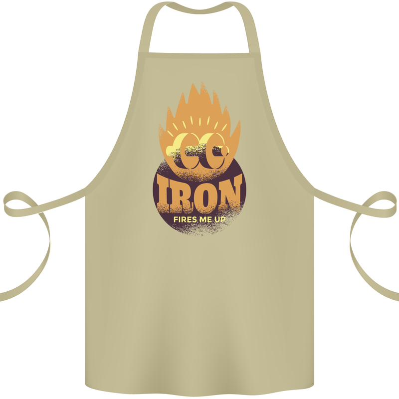 Iron Fires Me Up Gym Bodybuilding Cotton Apron 100% Organic Khaki