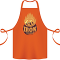 Iron Fires Me Up Gym Bodybuilding Cotton Apron 100% Organic Orange