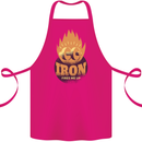 Iron Fires Me Up Gym Bodybuilding Cotton Apron 100% Organic Pink