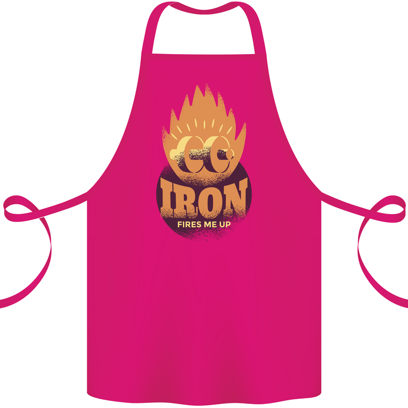 Iron Fires Me Up Gym Bodybuilding Cotton Apron 100% Organic Pink