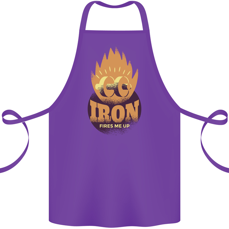 Iron Fires Me Up Gym Bodybuilding Cotton Apron 100% Organic Purple