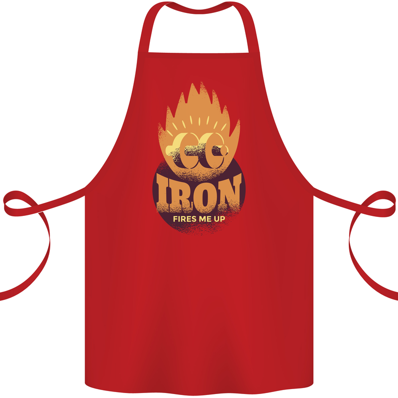 Iron Fires Me Up Gym Bodybuilding Cotton Apron 100% Organic Red