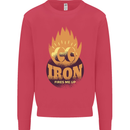 Iron Fires Me Up Gym Bodybuilding Kids Sweatshirt Jumper Heliconia