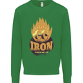 Iron Fires Me Up Gym Bodybuilding Kids Sweatshirt Jumper Irish Green