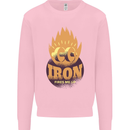 Iron Fires Me Up Gym Bodybuilding Kids Sweatshirt Jumper Light Pink