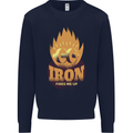 Iron Fires Me Up Gym Bodybuilding Kids Sweatshirt Jumper Navy Blue