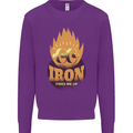 Iron Fires Me Up Gym Bodybuilding Kids Sweatshirt Jumper Purple