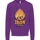Iron Fires Me Up Gym Bodybuilding Kids Sweatshirt Jumper Purple