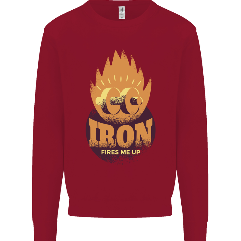 Iron Fires Me Up Gym Bodybuilding Kids Sweatshirt Jumper Red