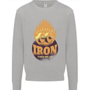 Iron Fires Me Up Gym Bodybuilding Kids Sweatshirt Jumper Sports Grey