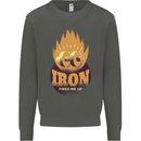 Iron Fires Me Up Gym Bodybuilding Kids Sweatshirt Jumper Storm Grey