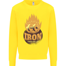 Iron Fires Me Up Gym Bodybuilding Kids Sweatshirt Jumper Yellow