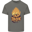 Iron Fires Me Up Gym Bodybuilding Kids T-Shirt Childrens Charcoal