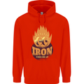 Iron Fires Me Up Gym Bodybuilding Mens 80% Cotton Hoodie Bright Red