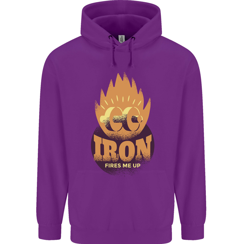 Iron Fires Me Up Gym Bodybuilding Mens 80% Cotton Hoodie Purple