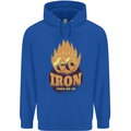 Iron Fires Me Up Gym Bodybuilding Mens 80% Cotton Hoodie Royal Blue