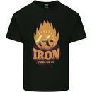 Iron Fires Me Up Gym Bodybuilding Mens Cotton T-Shirt Tee Top Black