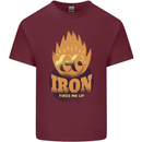Iron Fires Me Up Gym Bodybuilding Mens Cotton T-Shirt Tee Top Maroon