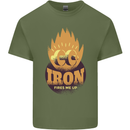 Iron Fires Me Up Gym Bodybuilding Mens Cotton T-Shirt Tee Top Military Green