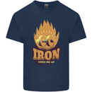 Iron Fires Me Up Gym Bodybuilding Mens Cotton T-Shirt Tee Top Navy Blue