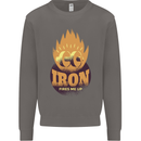 Iron Fires Me Up Gym Bodybuilding Mens Sweatshirt Jumper Charcoal