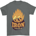 Iron Fires Me Up Gym Bodybuilding Mens T-Shirt 100% Cotton Charcoal