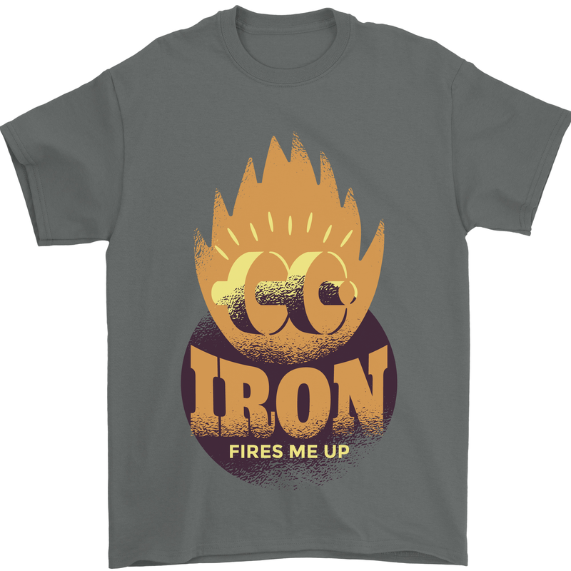 Iron Fires Me Up Gym Bodybuilding Mens T-Shirt 100% Cotton Charcoal