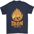 Iron Fires Me Up Gym Bodybuilding Mens T-Shirt 100% Cotton Navy Blue
