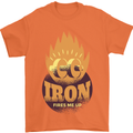 Iron Fires Me Up Gym Bodybuilding Mens T-Shirt 100% Cotton Orange