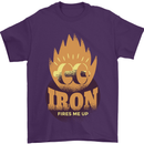 Iron Fires Me Up Gym Bodybuilding Mens T-Shirt 100% Cotton Purple