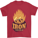 Iron Fires Me Up Gym Bodybuilding Mens T-Shirt 100% Cotton Red